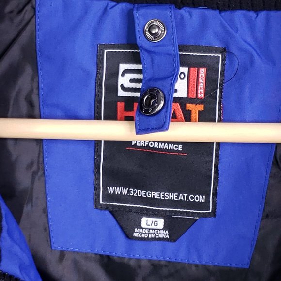 32 Degree Heat Performance Men's L Hydro-Tech Full Zip Rain Shell Jacket Blue - Picture 5 of 9